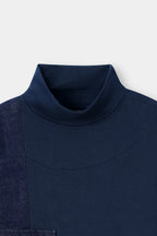 Denim Block Turtleneck