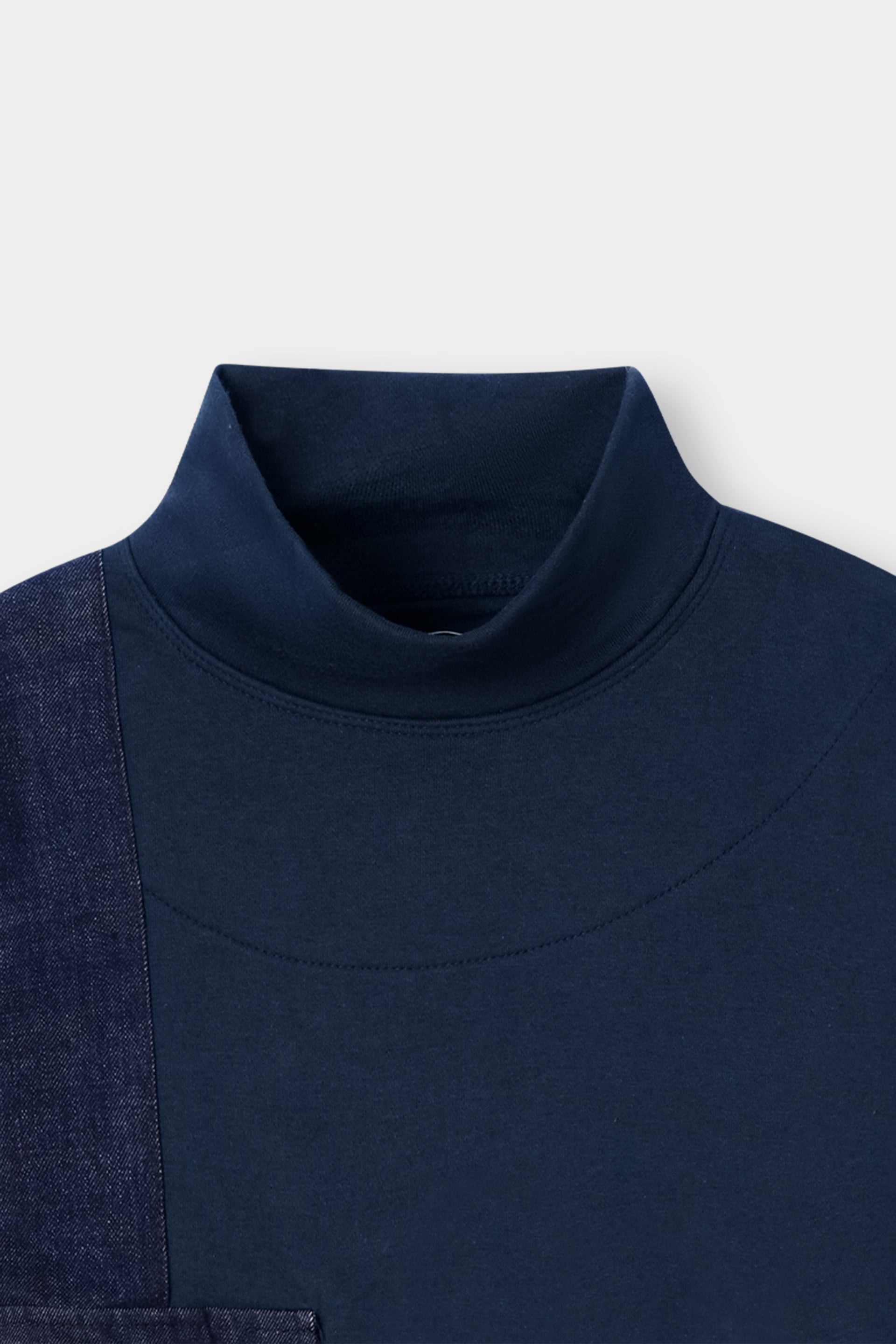 Denim Block Turtleneck