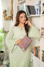 2PC-Green Bow Embroidered