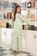 2PC-Green Bow Embroidered