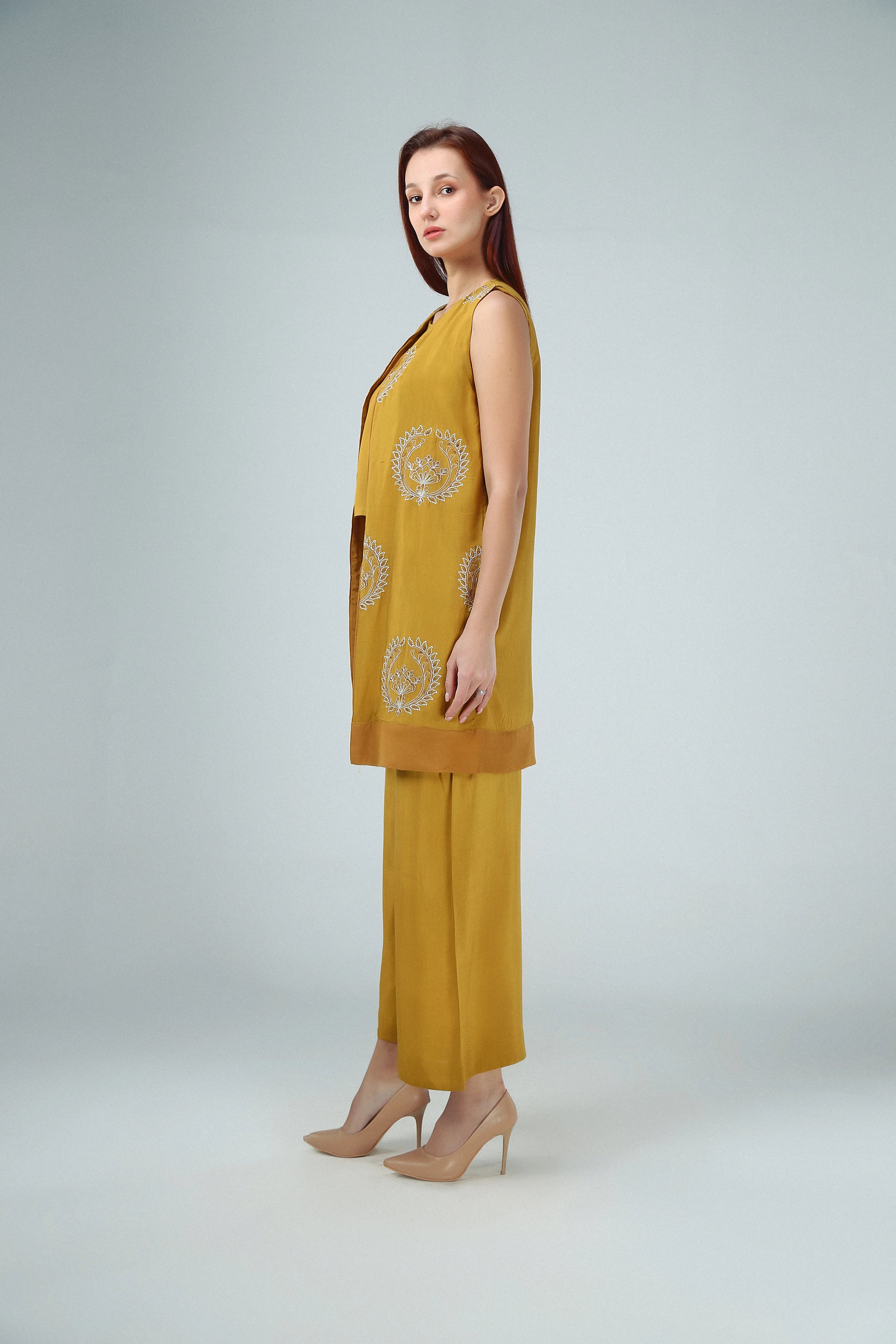 3PC-Golden Mustard Embroidered