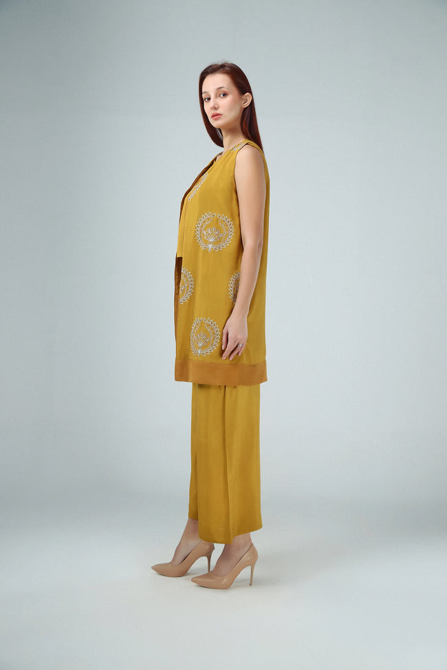 3PC-Golden Mustard Embroidered Main Image