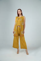 3PC-Golden Mustard Embroidered