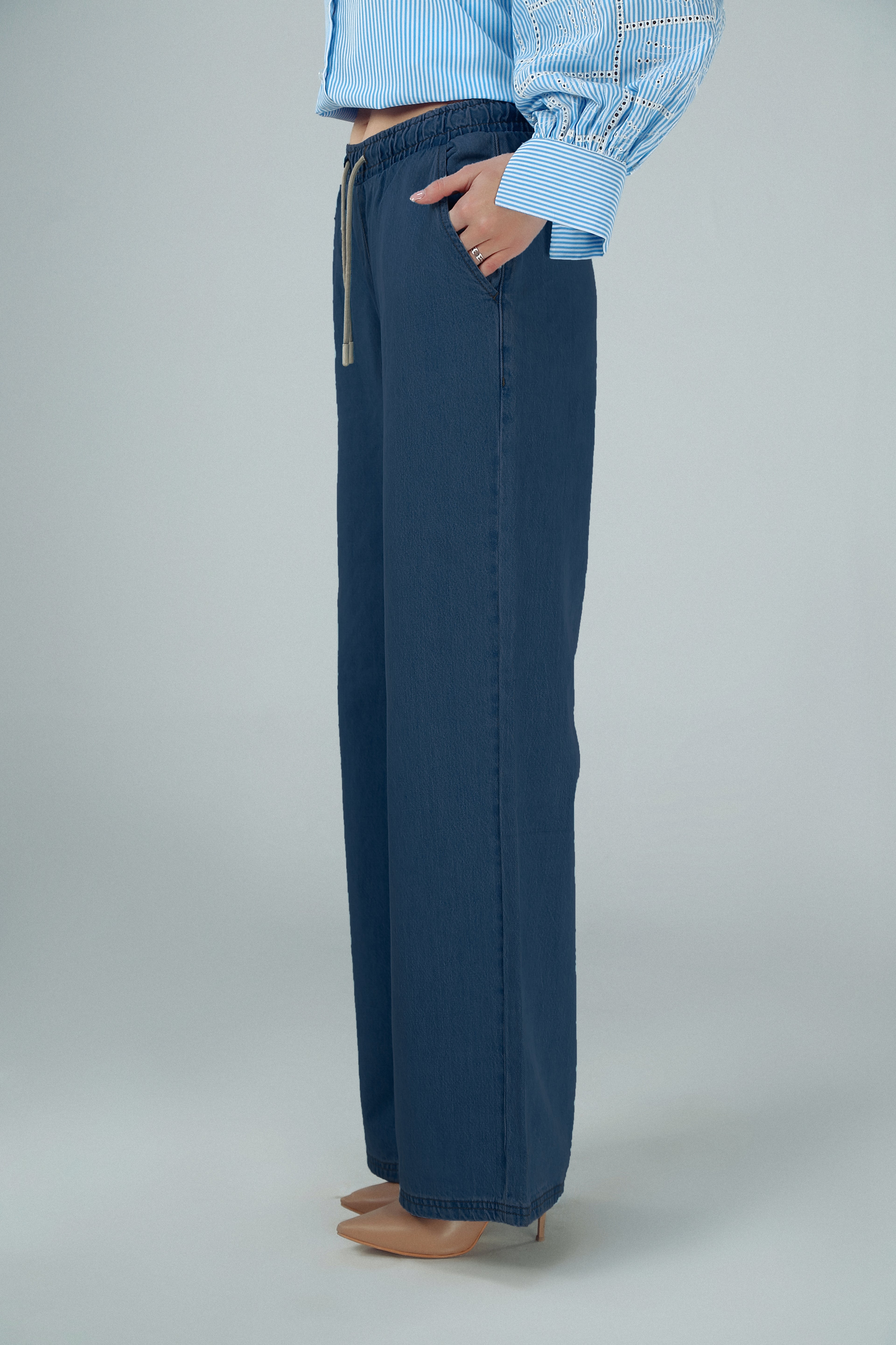Wide-Leg Denim Pants