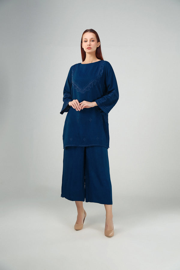 Navy Embroidered Co-Ord