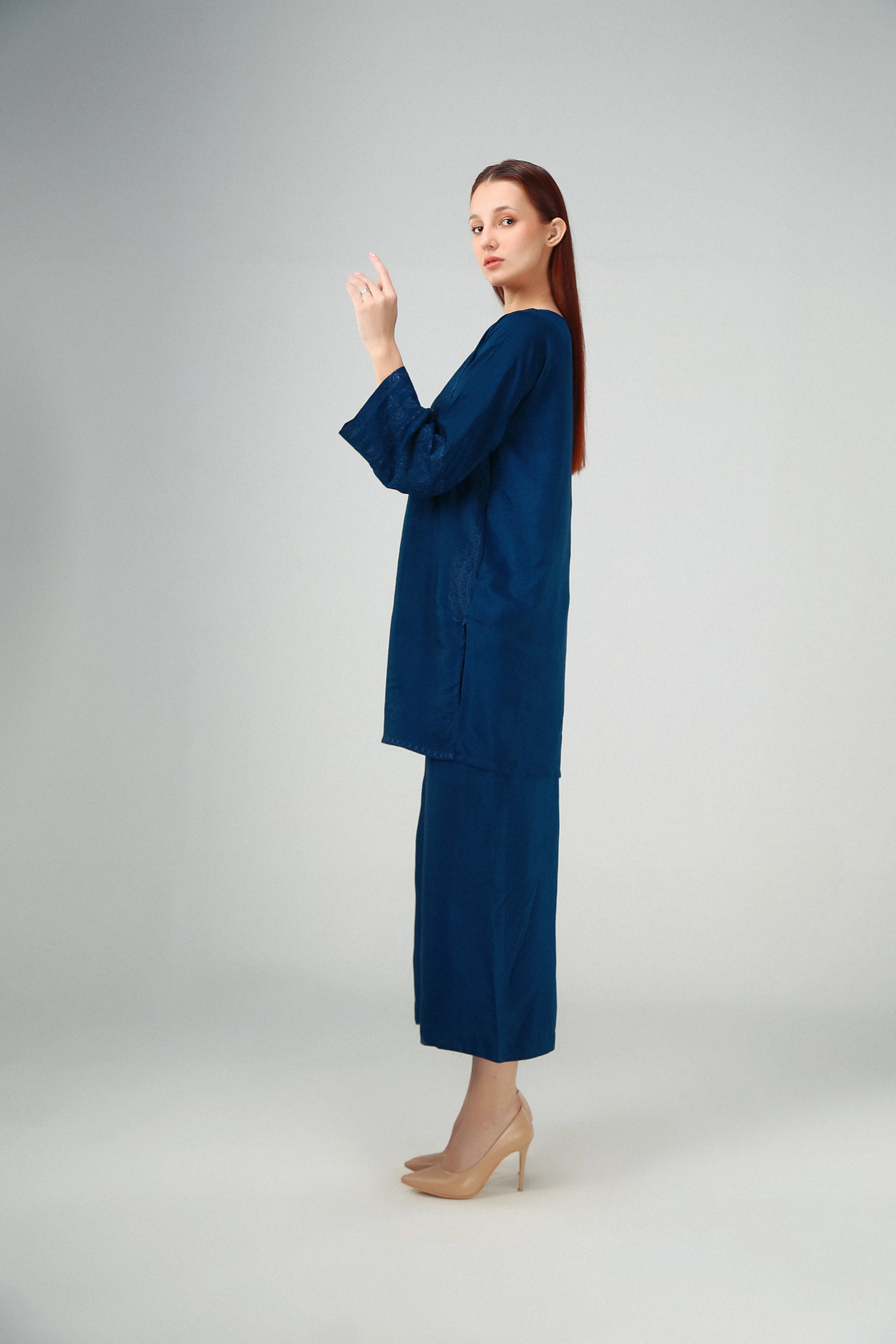 2PC-Navy Embroidered