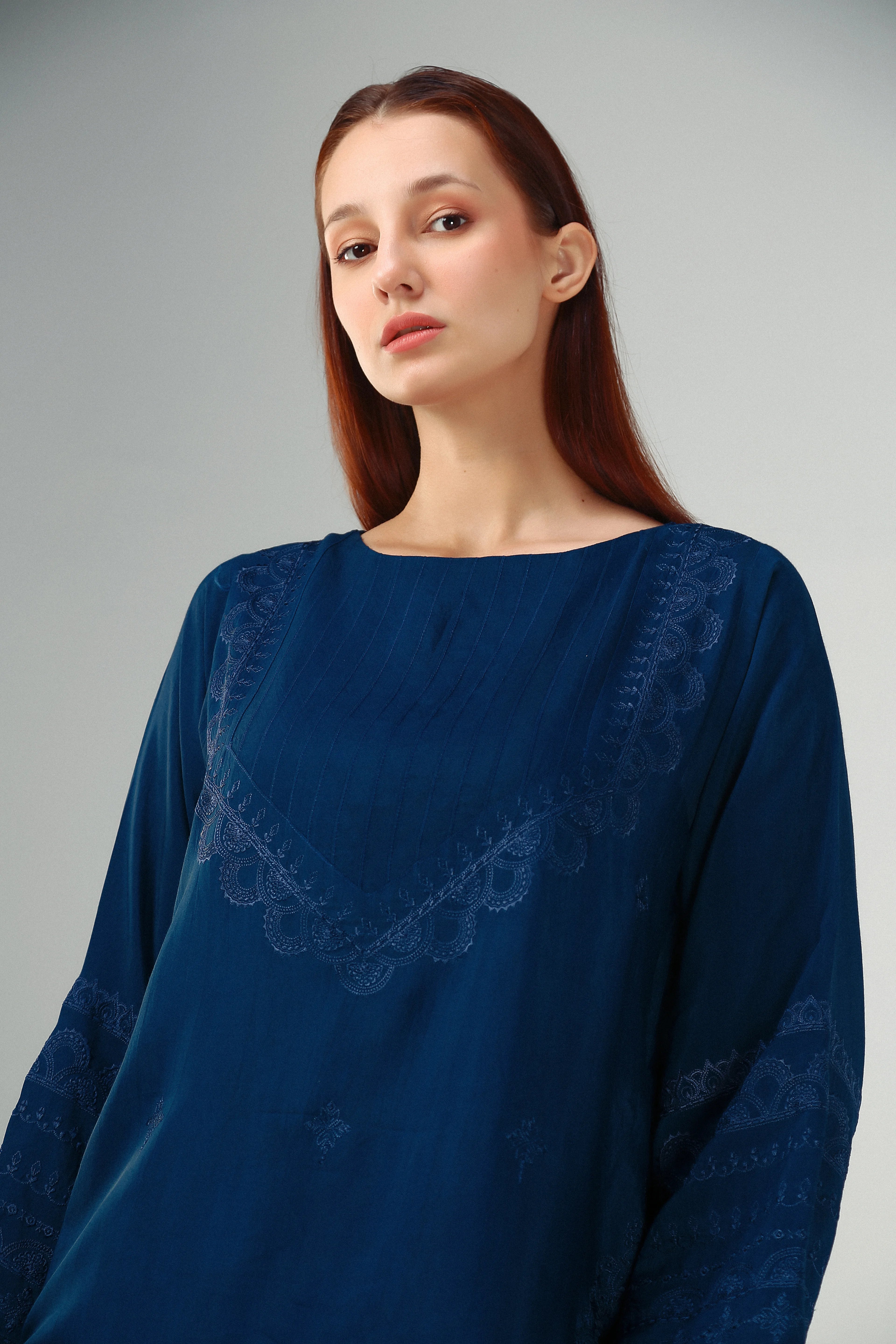 2PC-Navy Embroidered