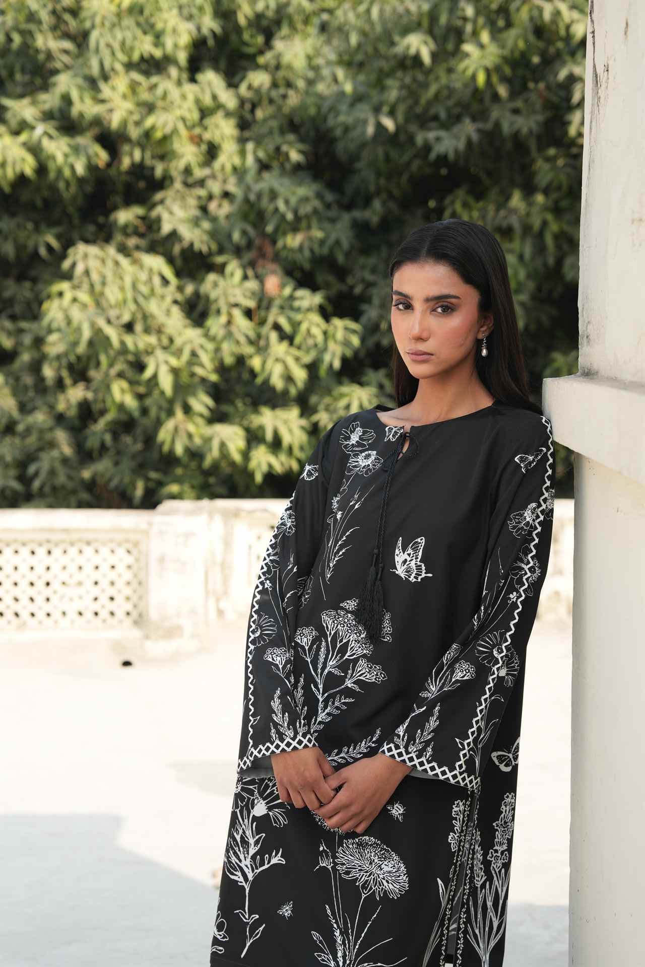 2PC-Lino Floral Print