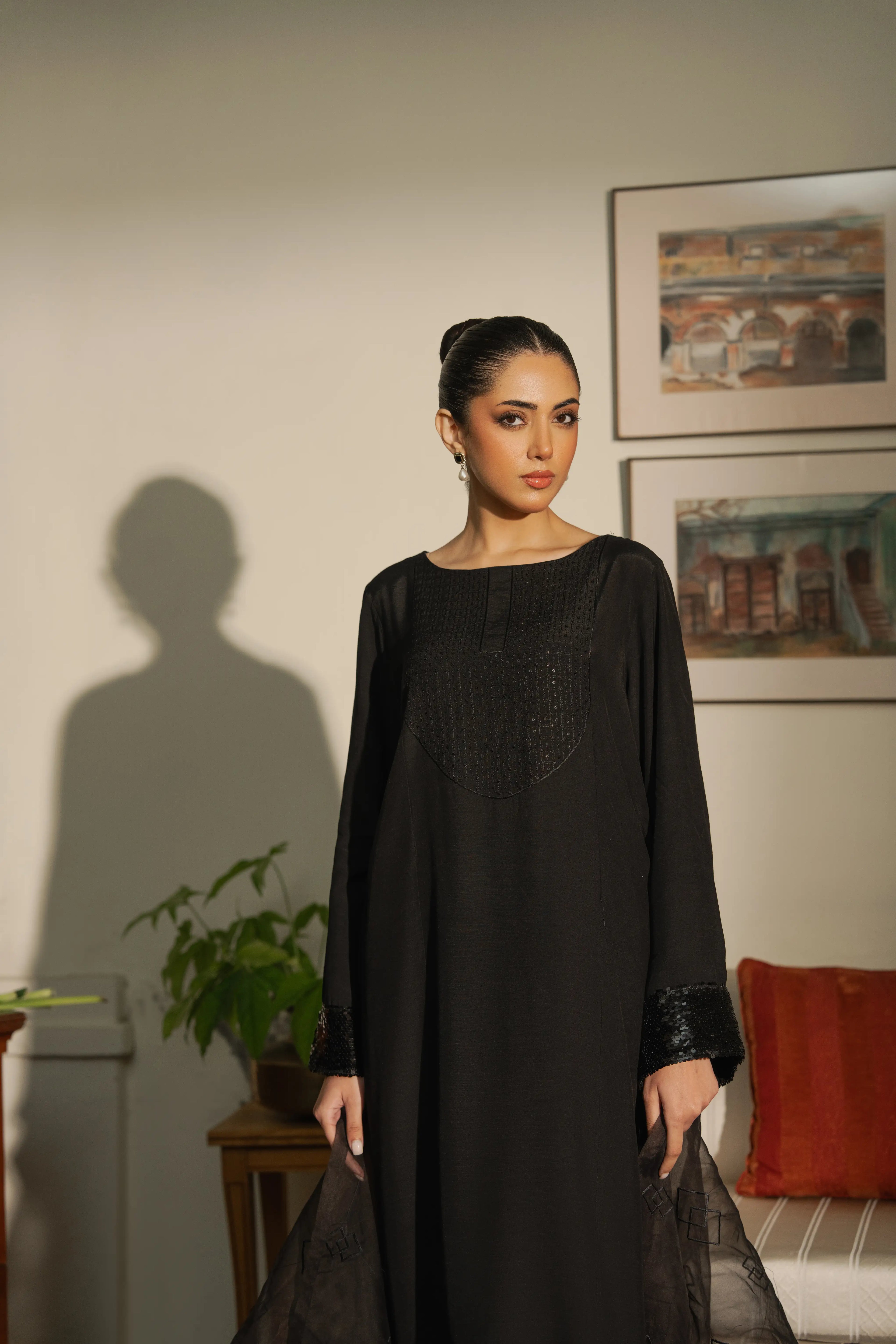 3PC-Classic Black Embroidered