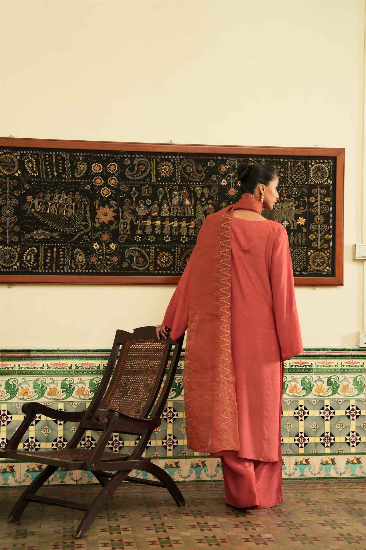 2PC-Burnt Orange Kurta