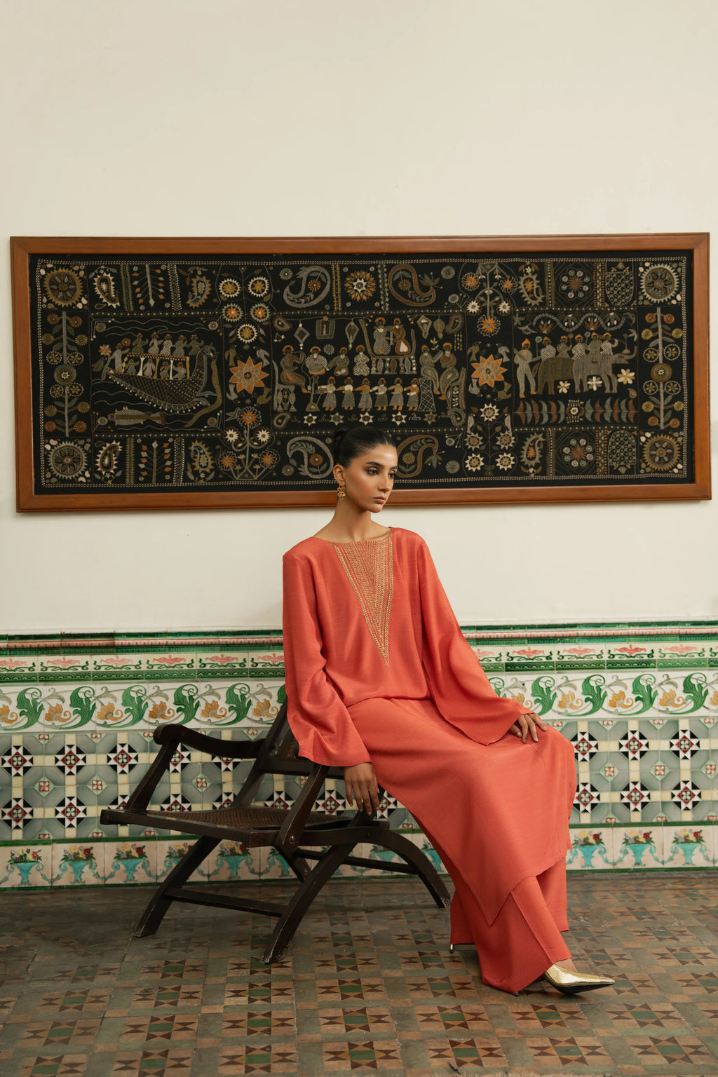 2PC-Burnt Orange Kurta