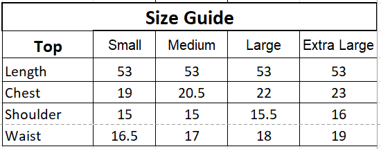 Size chart for 1PC-Polka Dot