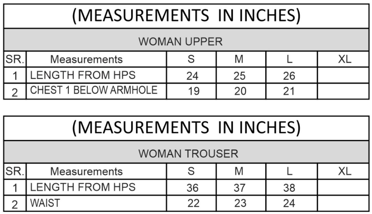 Size chart for Varsity Vibe Track Suit